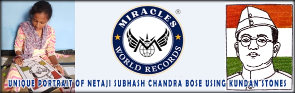 UNIQUE PORTRAIT OF NETAJI SUBHASH CHANDRA BOSE USING KUNDAN STONES